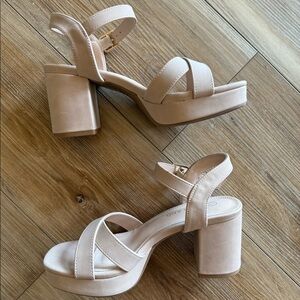 NEW Nude Platform Heeled Sandals